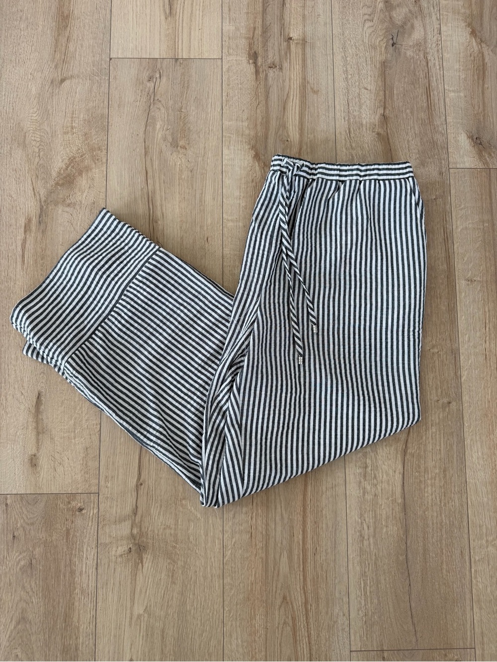 Soho Apparel Black and White Striped Drawstring Pants